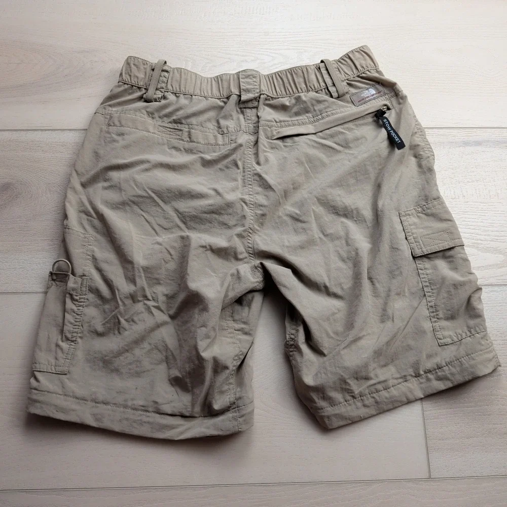 The North Face Cargo Shorts Mens Small Khaki Tan Nylon Hiking Outdoors READ